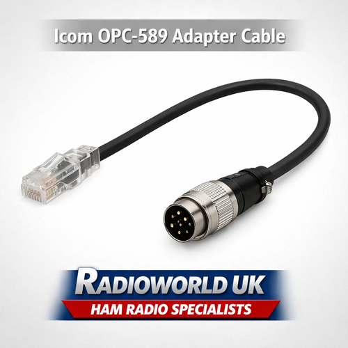 Icom OPC‑589 Adapter Cable – 8‑Pin Modular to 8‑Pin Round Microphone Connector – Radioworld UK Ham Radio Specialists