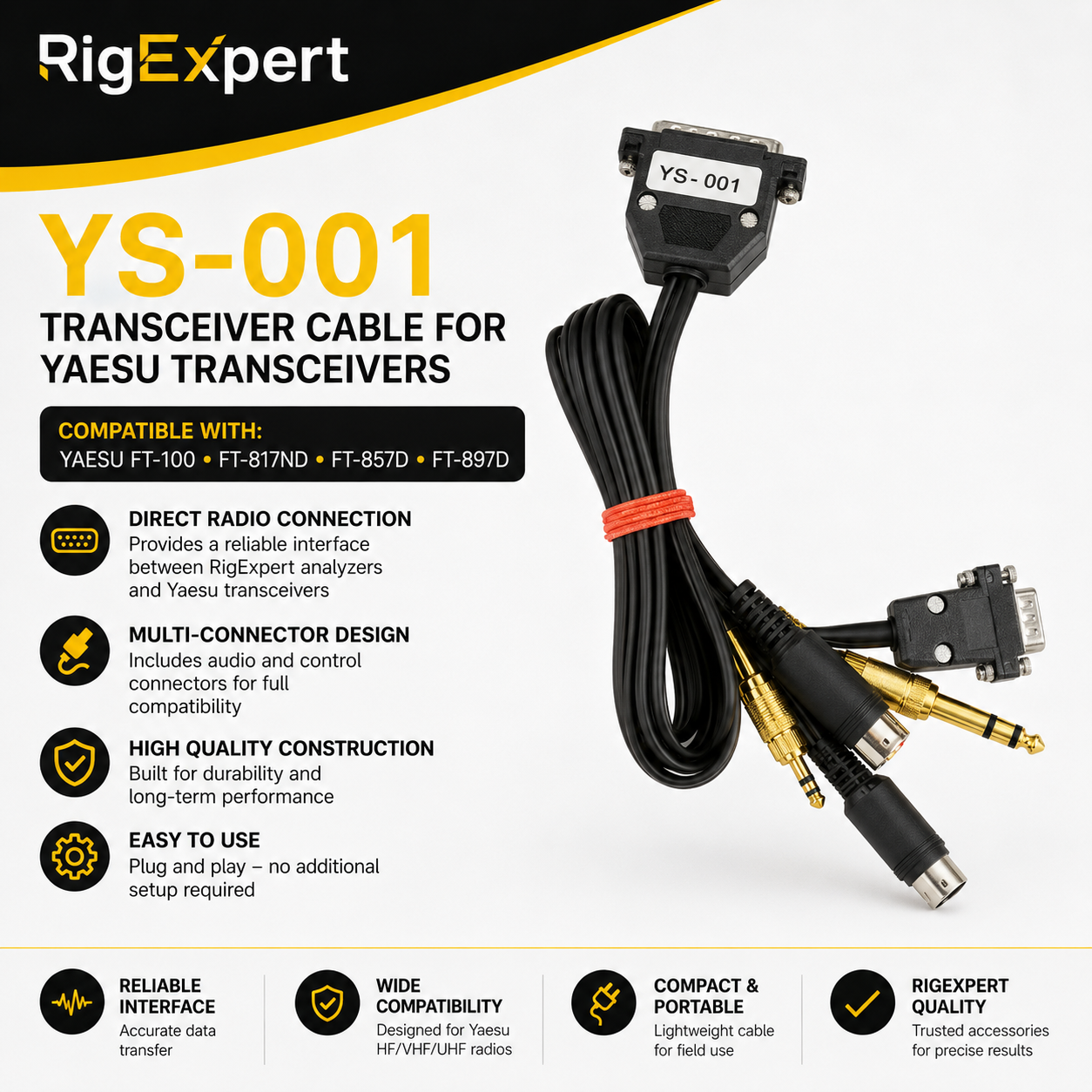 Image of Rigexpert YS-001 - transceiver cable for Yaesu FT-100, FT-817ND, FT-857D, FT-897D