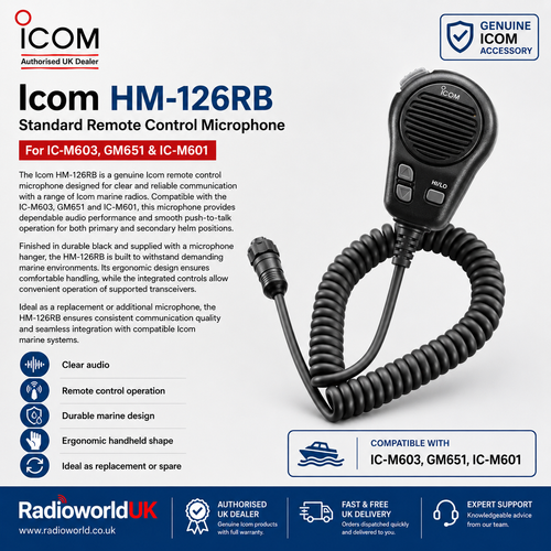 Icom HM-126RB Remote Control Microphone for M603 M601 GM651 - Radioworld UK