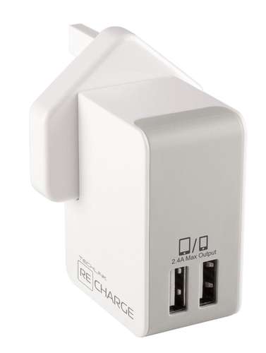 Techlink recharge 2.4a wall charger with dual usb output