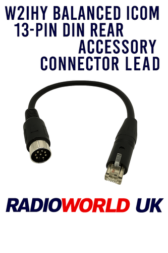 W2IHY Balanced ICOM 13-Pin DIN Rear Accessory Connector Lead with XLR, designed for W2IHY EQ integration, featured by Radioworld UK
