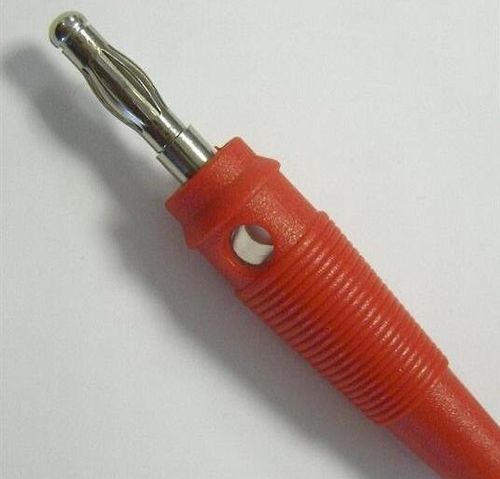 Red banana plug with soft plastic cover and screw terminals – power supply connector