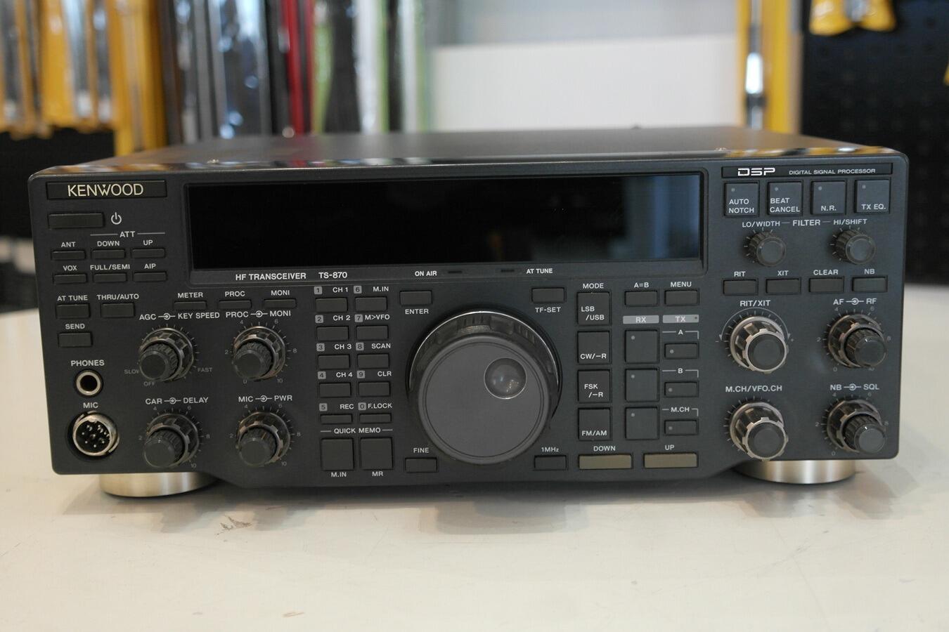 Second hand Kenwood TS-870SAT HF base station radio display and controls