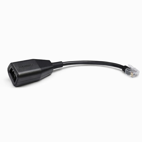 Yaesu SCU‑67 USB Programming and Data Cable for Yaesu handheld radios – black USB Type‑A to RJ‑12 connector on white background – Radioworld UK.