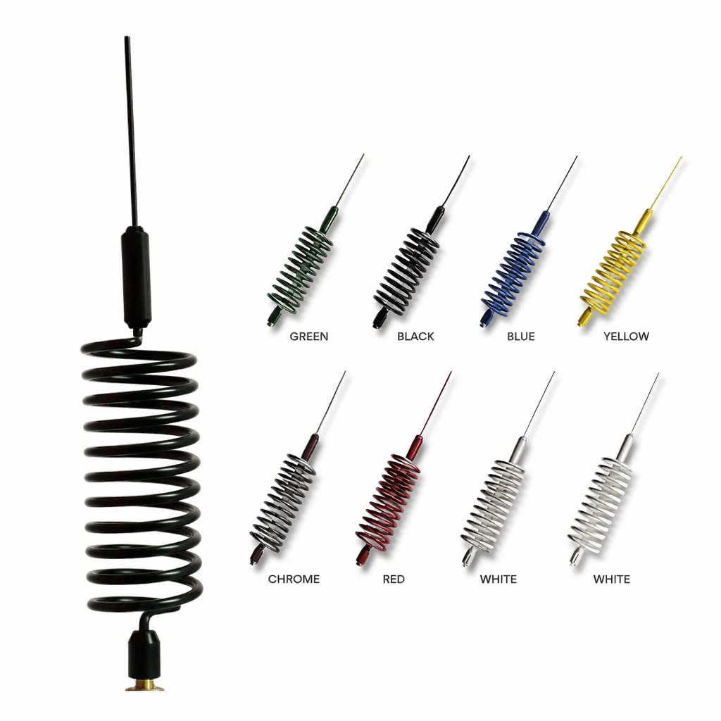 Coloured antenna springs for CB and mobile antennas