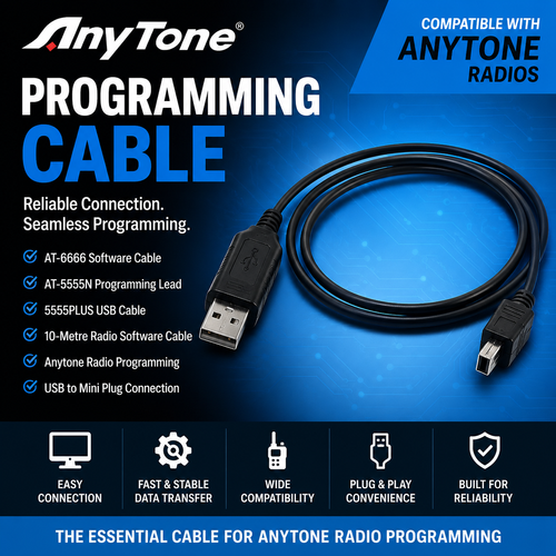 Anytone programming cable, AT‑6666 software cable, AT‑5555N programming lead, 5555PLUS USB cable, Anytone radio programming