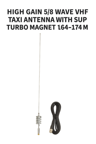 High gain 5/8 wave VHF taxi antenna with turbo magnetic base