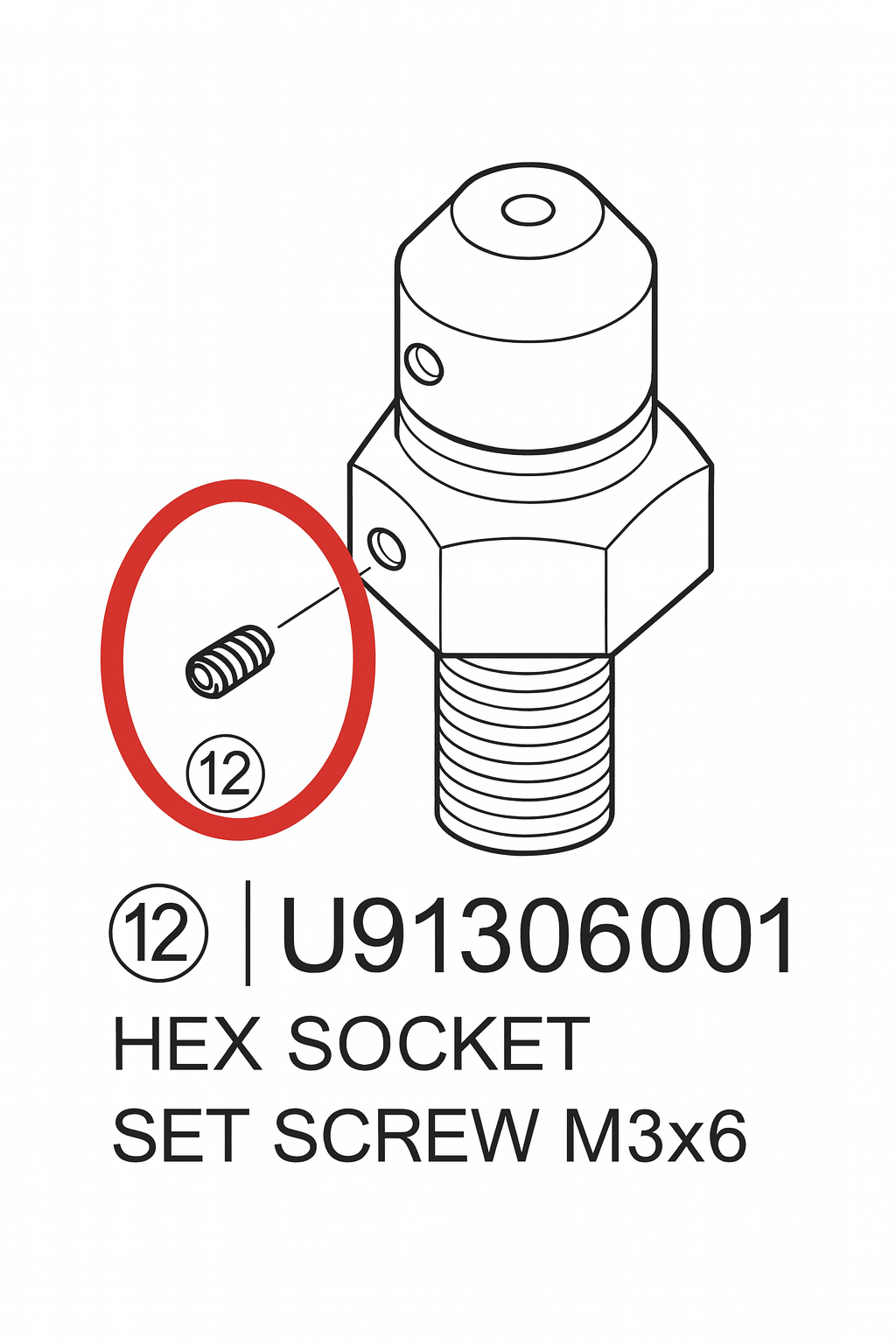 Yaesu U9900191 HEX Socket Set Screw M3x6 – Replacement for U91306001 in ATAS120 Setup