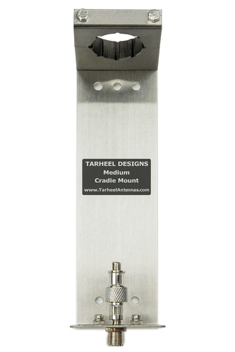 Tarheel Medium Cradle Mount with hexagonal clamp and SO‑239 connector on white background