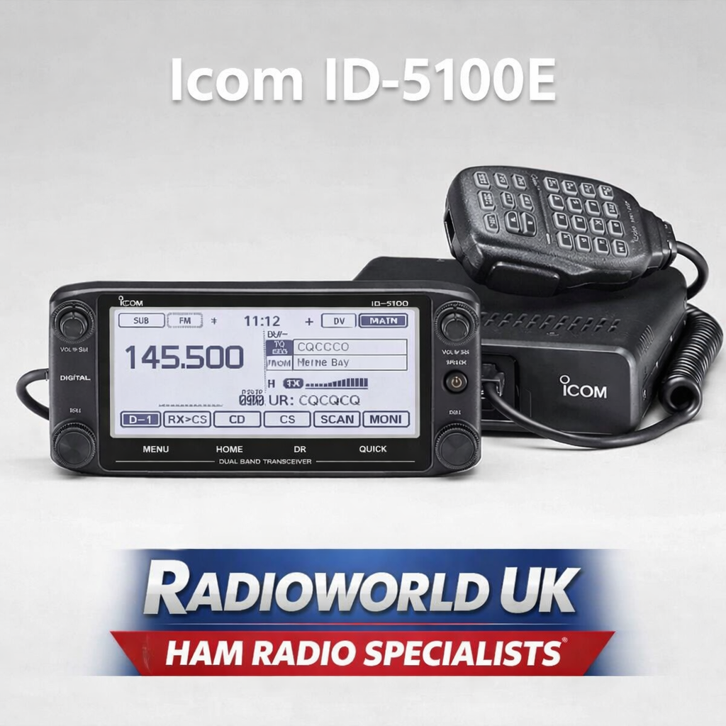 Icom ID‑5100E VHF/UHF D‑STAR mobile transceiver with touch screen and banner – Radioworld UK