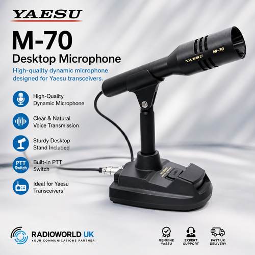 Yaesu M-70 microphone with stand and PTT switch Radioworld UK