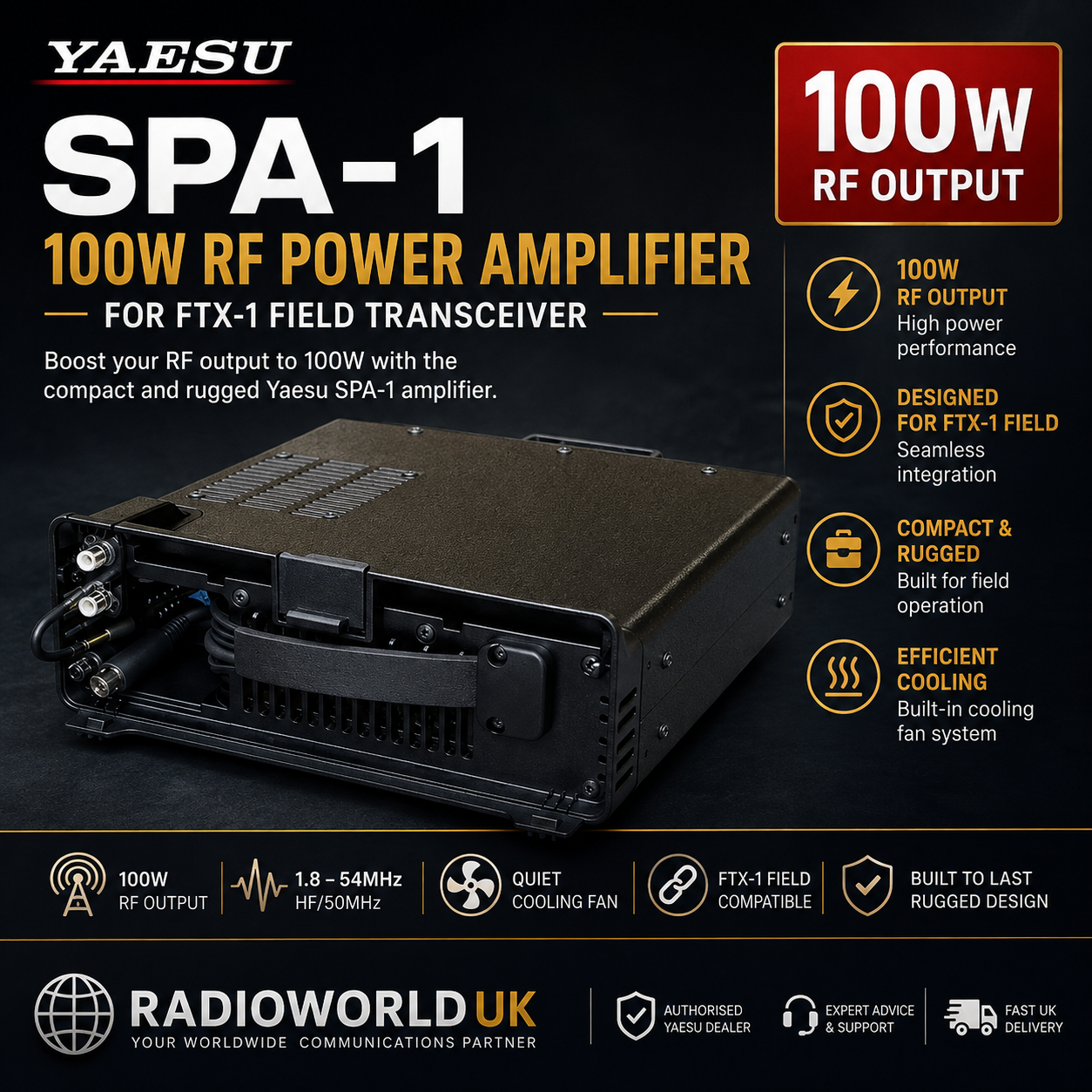 Yaesu SPA‑1 100W amplifier front view – Radioworld UK