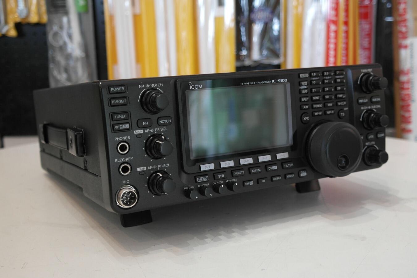 Icom IC-9100 HF 6m 2m 70cm transceiver powered on
