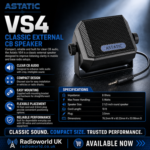 Astatic VS4 Classic External CB Speaker with mounting bracket – Radioworld UK