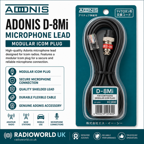 Adonis D‑8Mi Desktop Mic Lead with Modular Icom Plug - Radioworld UK