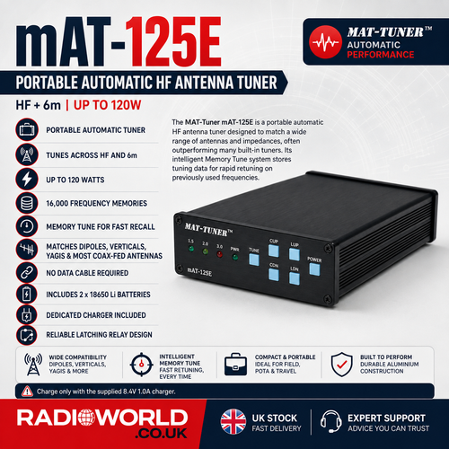 "Mat‑tuner MAT‑125E portable automatic HF antenna tuner 1.6–54MHz 120W – Radioworld UK"