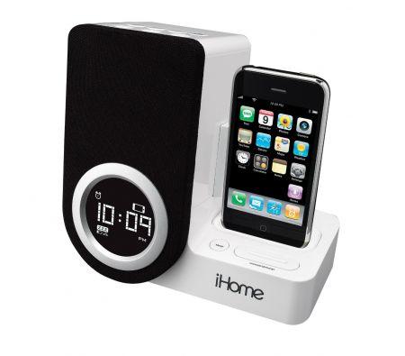 Ihome ip41 ipod , iphone rotating dock speaker - white refurbished
