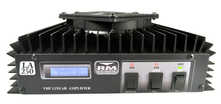 RM LA‑250V linear amplifier for 140–150MHz with active cooling and protection CPU, Radioworld UK branding