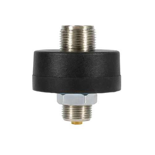 SIRIO DV to SO239 Bulk Body Mount with threaded connectors on white background
