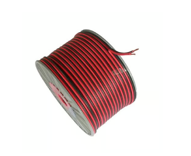 20A red black DC power cable 100m reel twin conductor