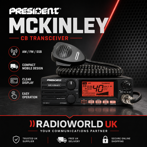 President McKinley multi‑mode CB transceiver with AM FM LSB USB and 40 UK FM channels