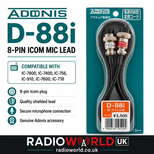 Adonis D‑88i desktop mic lead with 8‑pin Icom plug – Radioworld UK