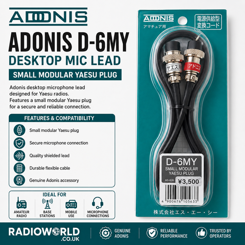 Adonis D‑6MY microphone lead with small modular Yaesu plug – Radioworld UK