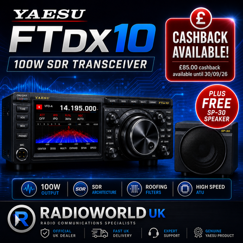 "Yaesu FTDX10 100W SDR transceiver with £85 cashback offer – Radioworld UK"