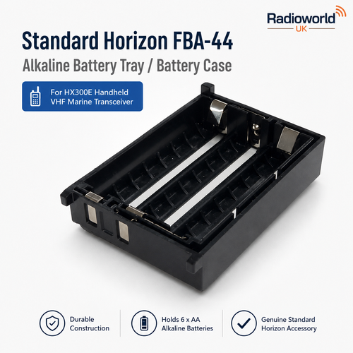 “Standard Horizon FBA‑44 alkaline battery tray battery case for HX300E handheld VHF marine radio”