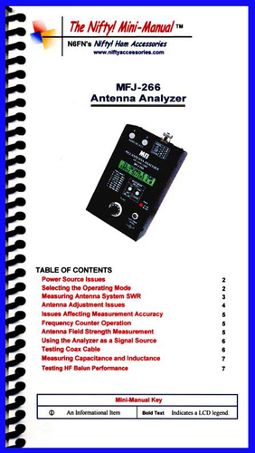 Nifty manual mfj-266 b c analyzer mini-manual
