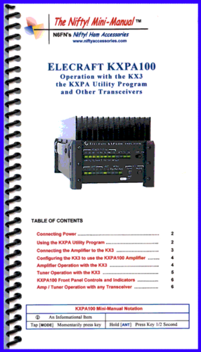 Elecraft kxpa100 amplifier mini-manual.