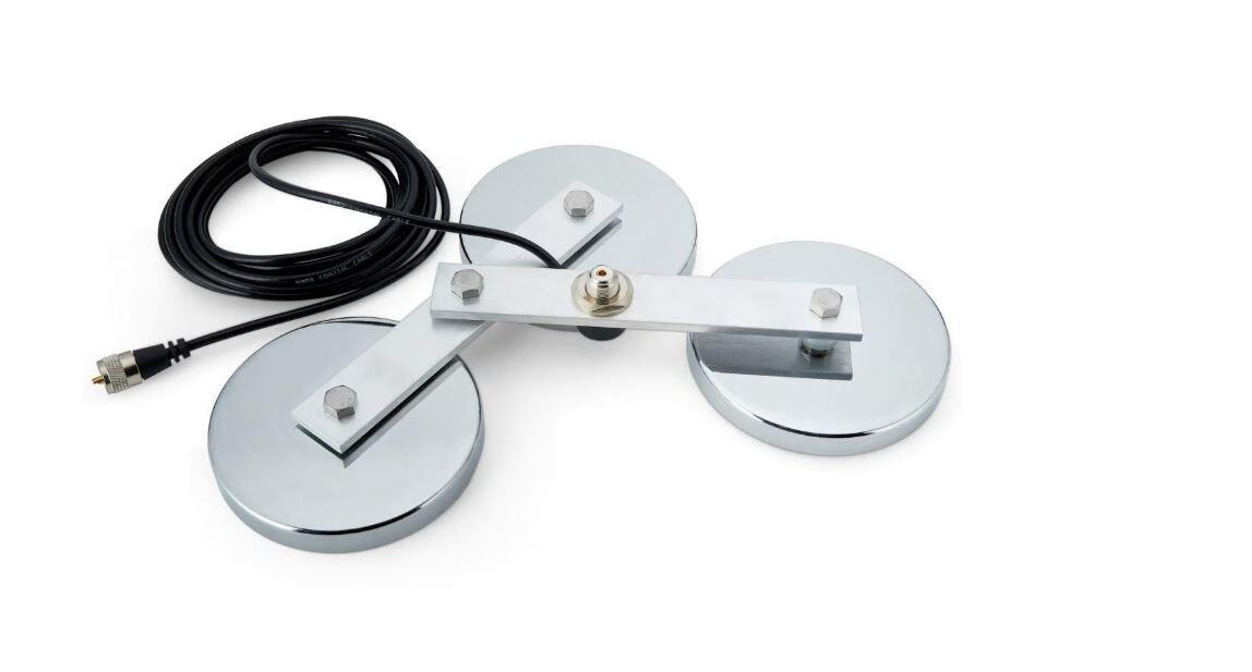 Trimag-38 triple magnetic mount with SO-239 fitting and PL259 plug - Radioworld UK