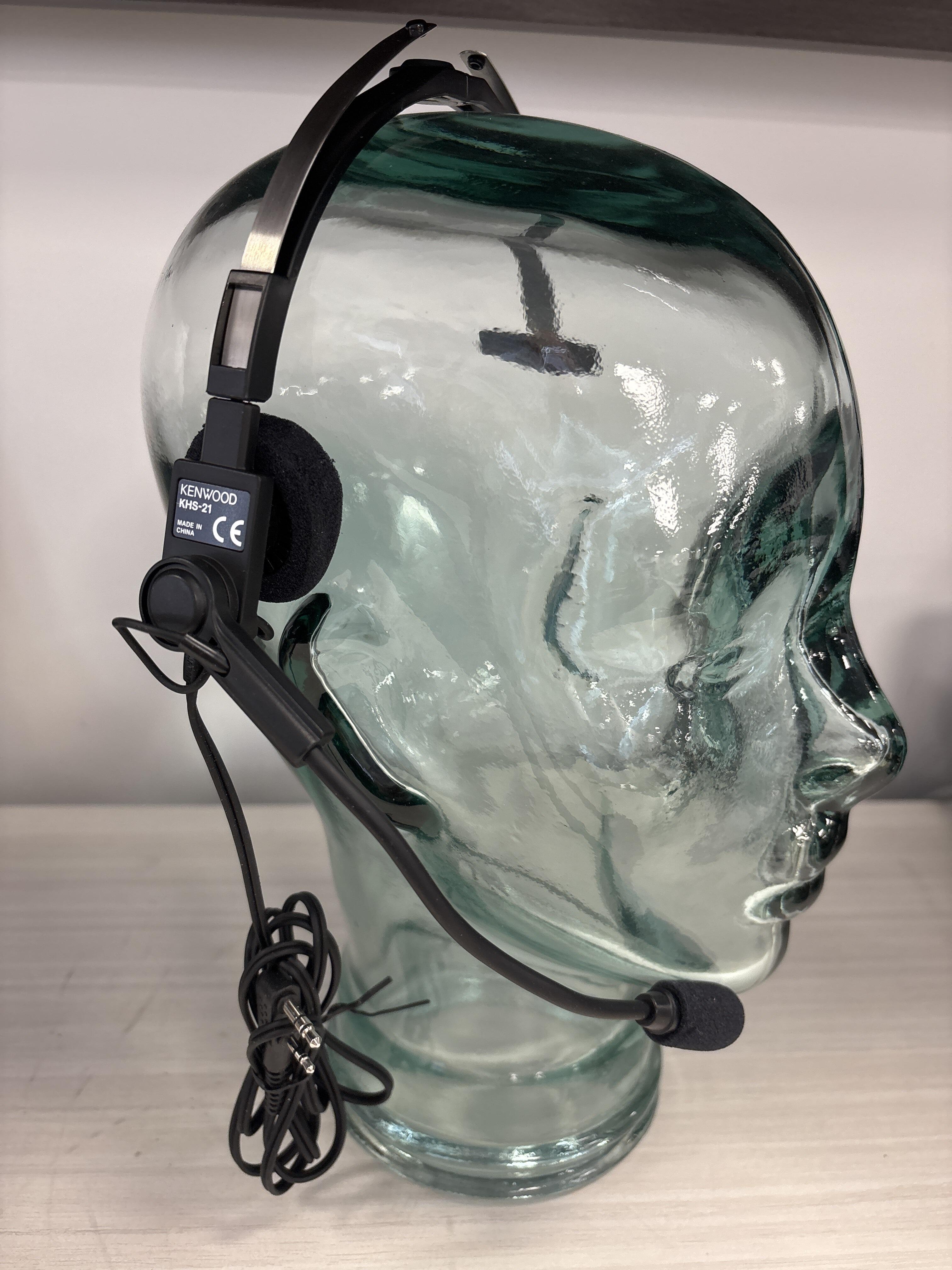 Kenwood KHS-21 headset with adjustable boom mic and push-to-talk control