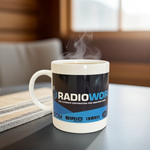 Glossy white mug centered on smooth surface with soft lighting