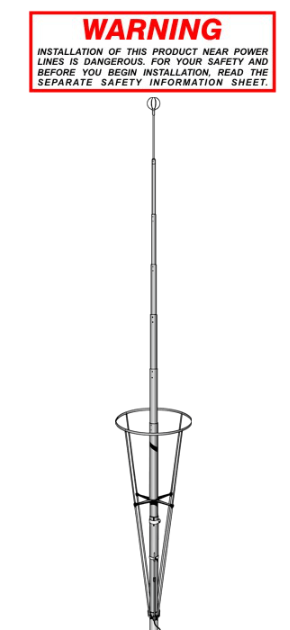 “Precision‑engineered CB antenna with tripod base and segmented vertical rod”