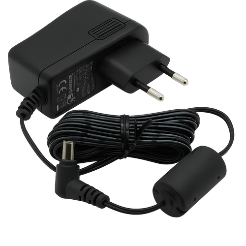“Icom BC‑123SE European plug AC‑DC adaptor with 12V output and ferrite filtered cable”