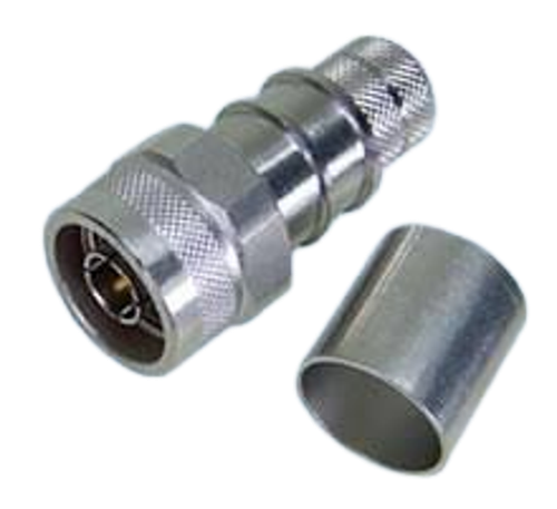 N type crimp plug for LBC600 coax, tri‑alloy plated with gold‑plated pin – Radioworld UK