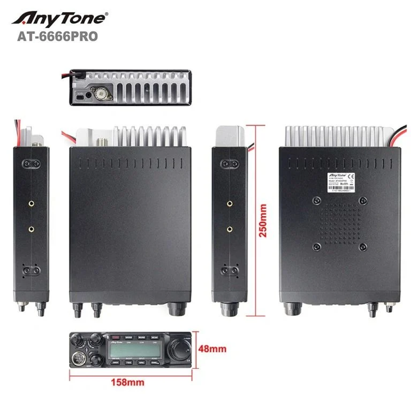Anytone AT-6666PRO amateur radio transceiver with LCD display