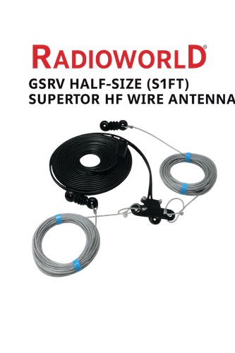 G5RV Half-Size 51ft HF Wire Antenna – Radioworld UK branded image with balun, coax.