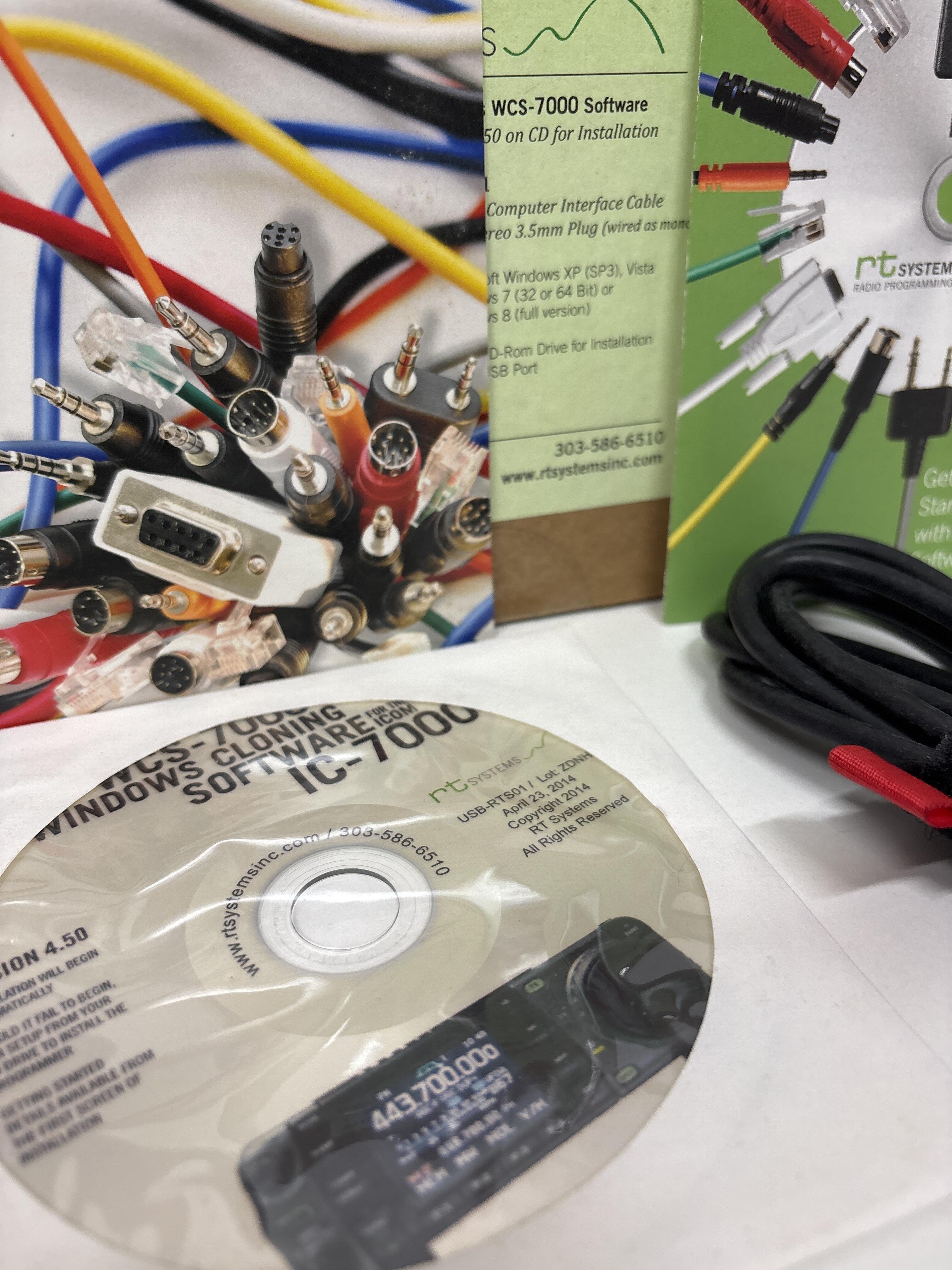 Used RT Systems IC‑7000 programming lead and software package for radio setup