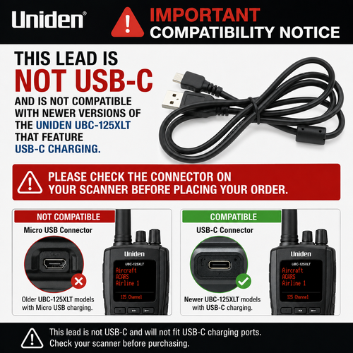Uniden Original USB‑2 Scanner Cable Replacement Accessory