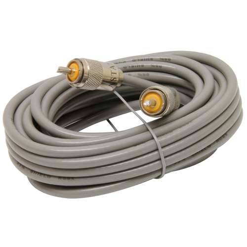 Astatic 18" foot grey RG8X patch lead is fitted with PL-259 plugs, ensuring a secure and reliable connection.