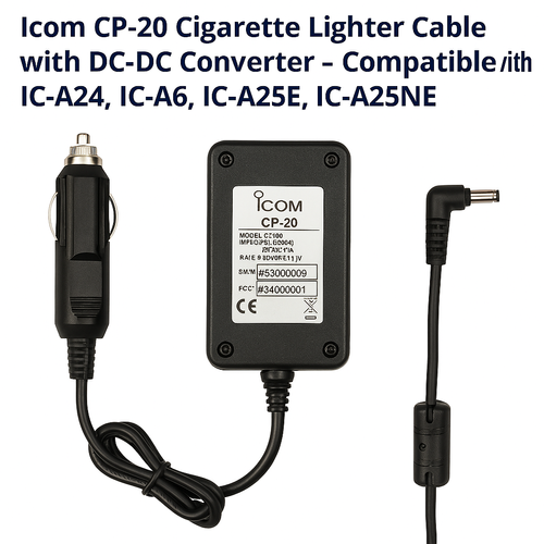 Icom cp-20 cigarette lighter cable with dc-dc converter for ic-a24