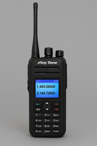Anytone handheld radio – dual‑band DMR/analogue transceiver with LCD screen and keypad