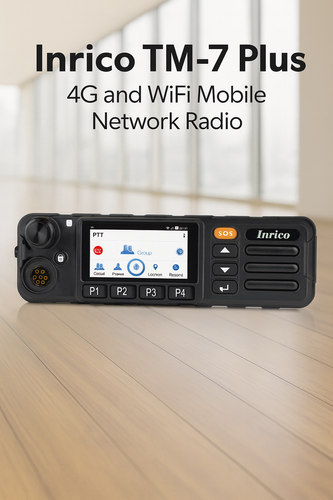 Front view of Inrico TM‑7 Plus aviation radio with programmable keys and rotary knob – Radioworld UK