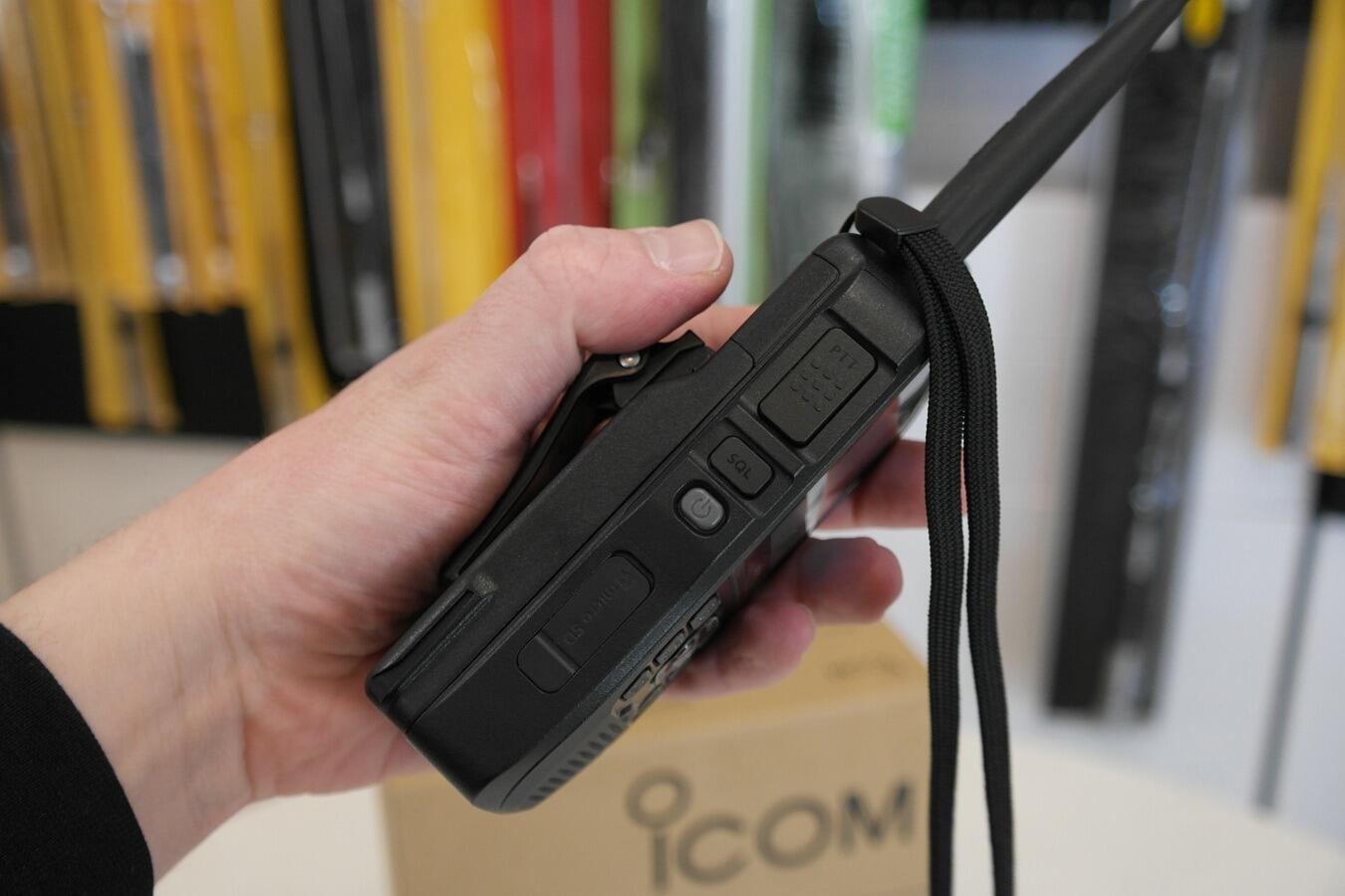 Icom ID-52E Plus handheld radio with antenna attached