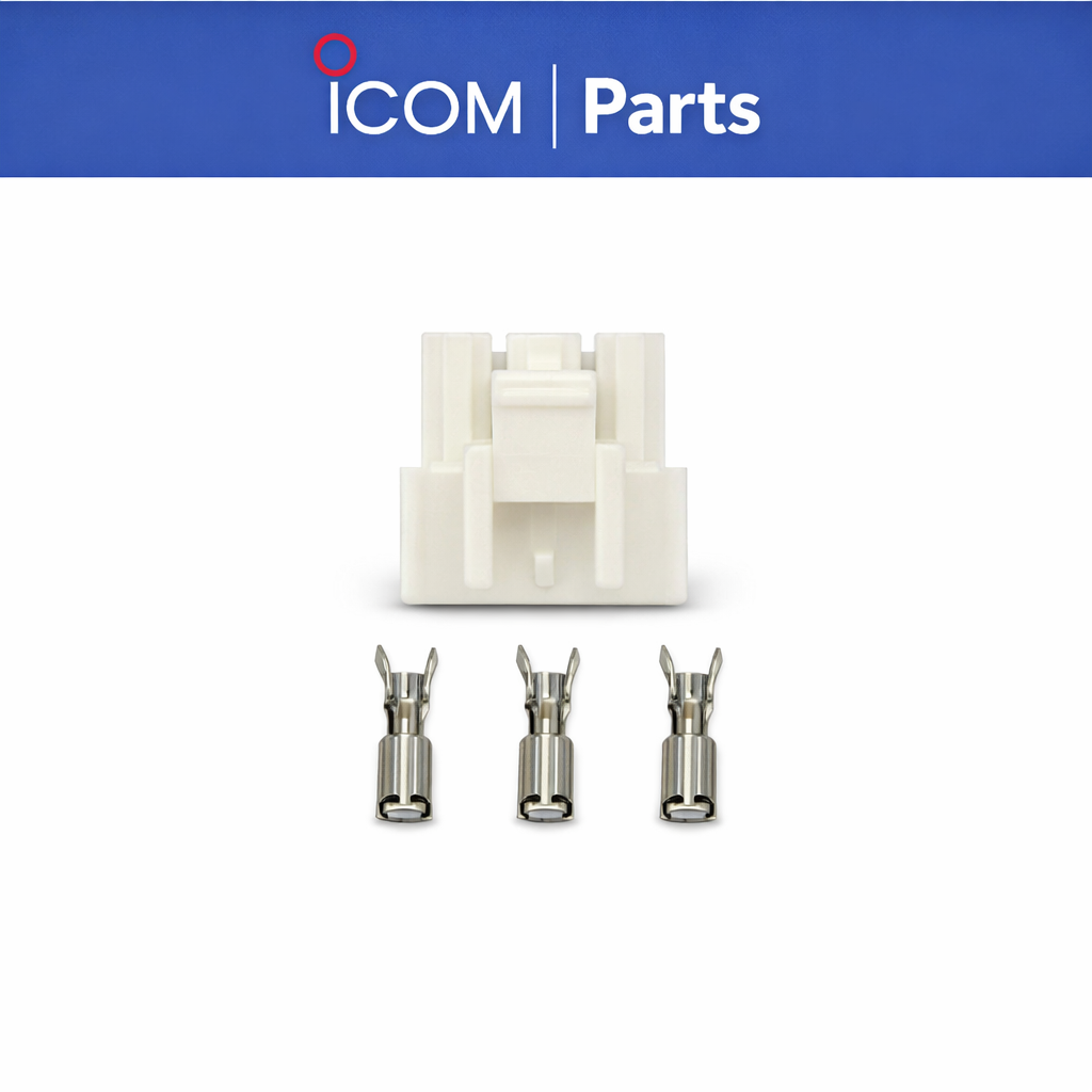 Icom 3‑Pin Connector Housing with Crimp Terminals – Genuine Icom Part