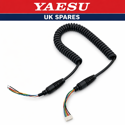 Yaesu UK Spares Coiled Cable with Multi‑Coloured Wires and 6‑Pin Connector