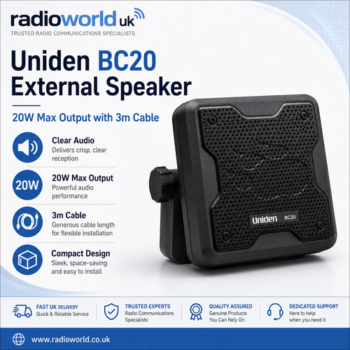 Uniden BC20 external speaker front view – Radioworld UK