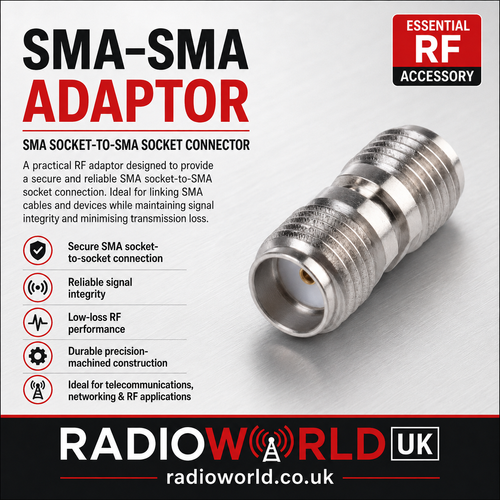 SMA–SMA adaptor connecting SMA socket to SMA socket for RF applications – Radioworld UK